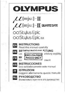 Olympus Mju 2 manual. Camera Instructions.